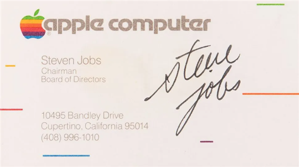 41年歷史！喬布斯簽名名片拍出131萬(wàn)元天價(jià)